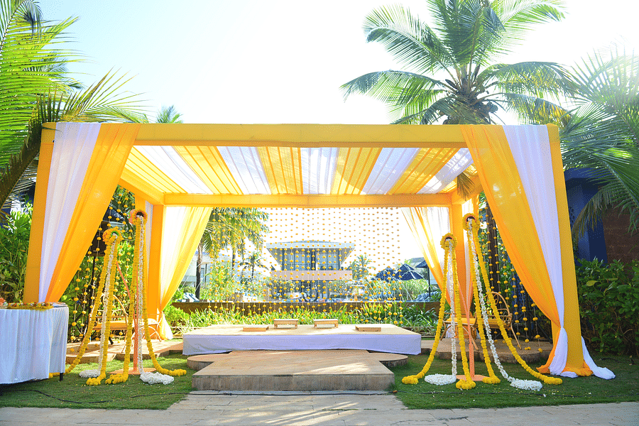 alt-text a party arrangement at Azaya central for your destination wedding venue in goa