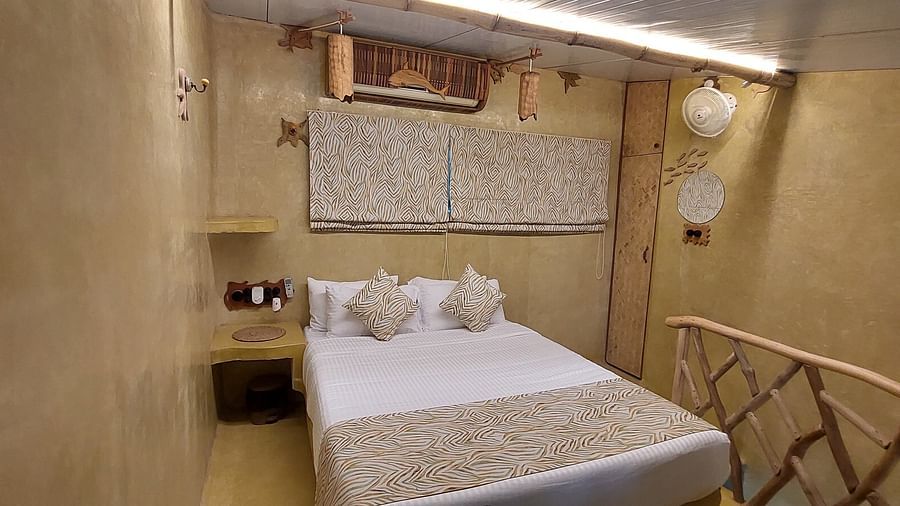 Bed with bedding in the room | Matsya Island Retreat