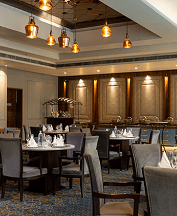 Dining of the restaurant at Spice at Nirvana Luxury Hotel, Ludhiana.