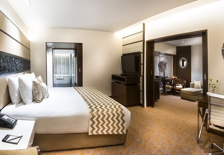 Theme Suite with a king size bed at Grand Chennai By GRT Hotels.