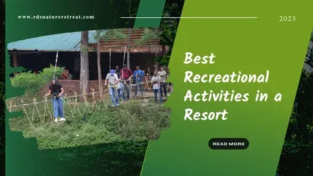 A poster that says 'Best Recreational activities in a resort with green background and white font'