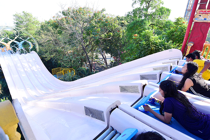 Starting point of the WHAT A COASTER water slide at Water Kingdom.