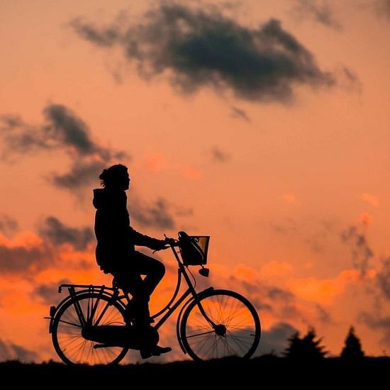 silhouette of a person riding a bicycle