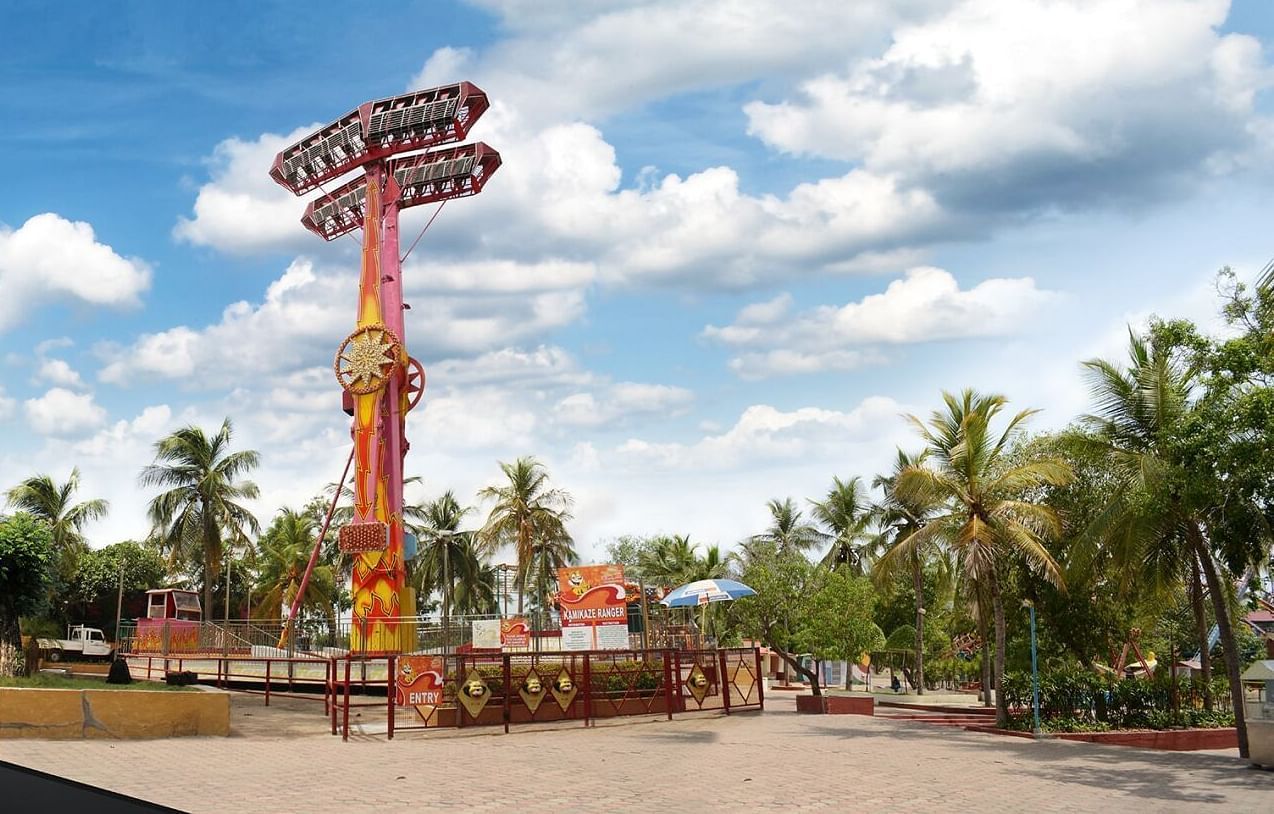 Kamikaze Ranger at MGM Dizzee World surrounded by trees
