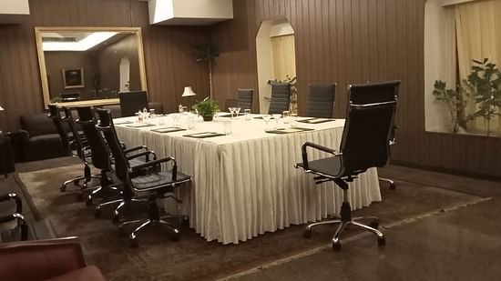 the sitting area at a boardroom