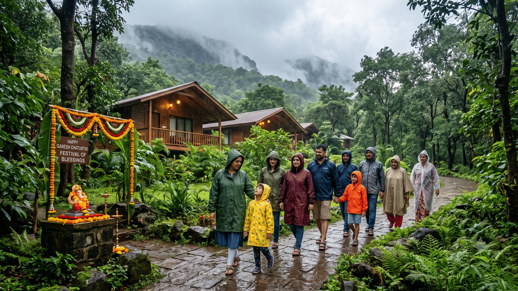 Ganesh Chaturthi getaway near Mumbai at a monsoon nature resort with family and friends