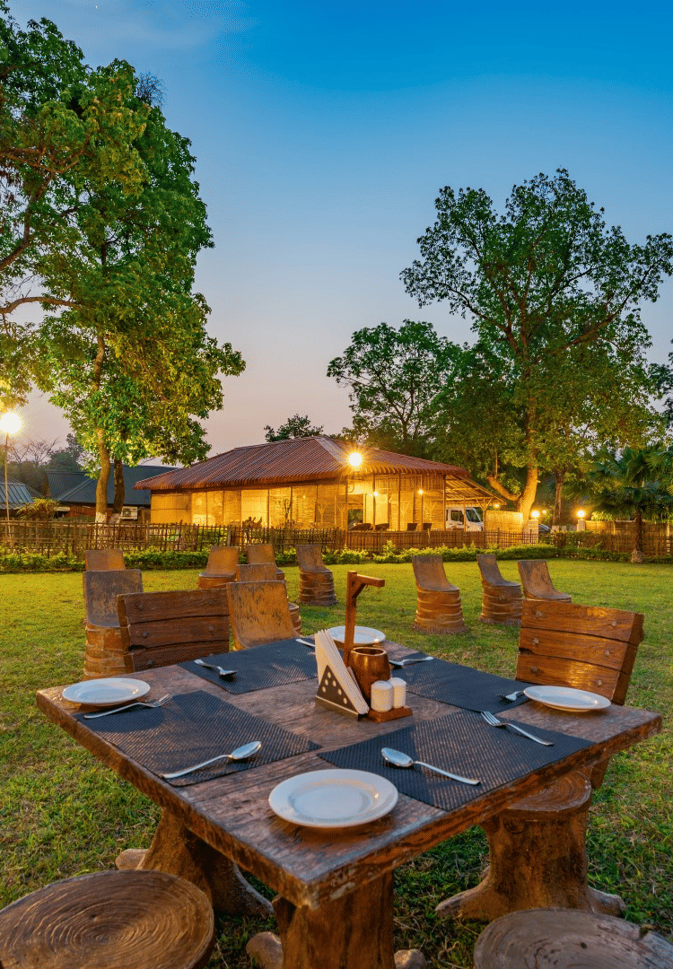 Outdoor dinning at Summit Green Lake Tea Resort & Spa, Kaziranga