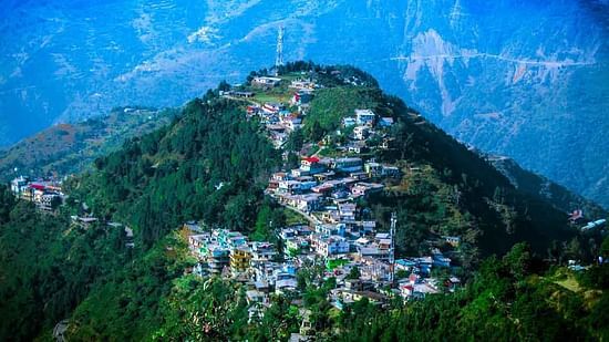 Aerial view image of  Mussoorie perched on a hilltop
