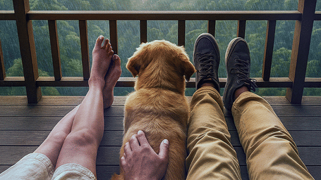 Yercaud Monsoon escape at Great Trails: Couple and dog, valley view, from ?10,000 with experiences like boating, trekking, and garden strolls