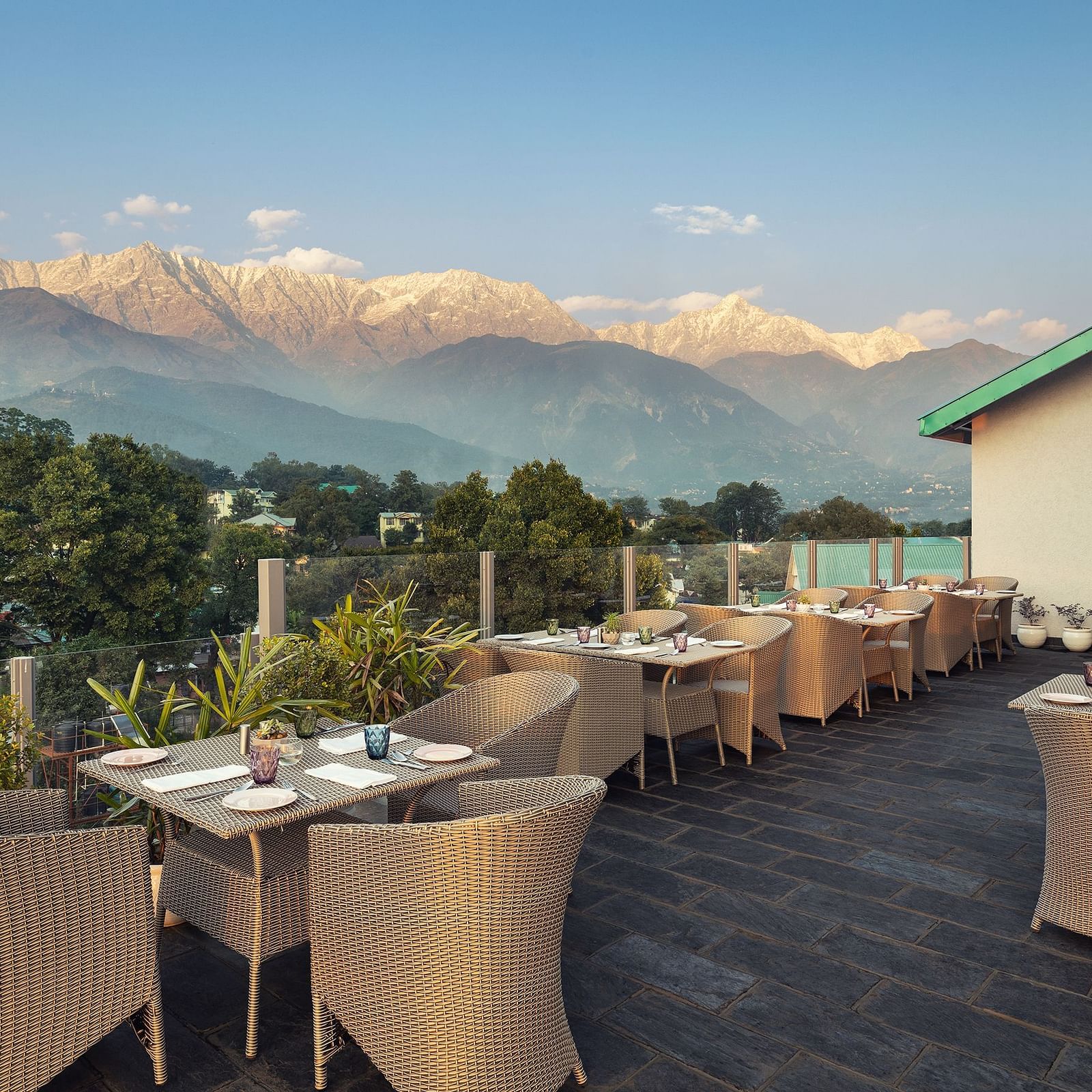 Rooftop Dining area at Infinitea Centric, Dharamshala