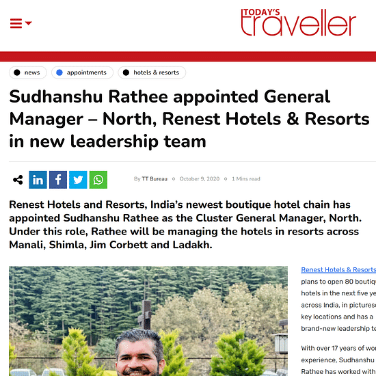 Renest Hotels Media and Press Coverages 1