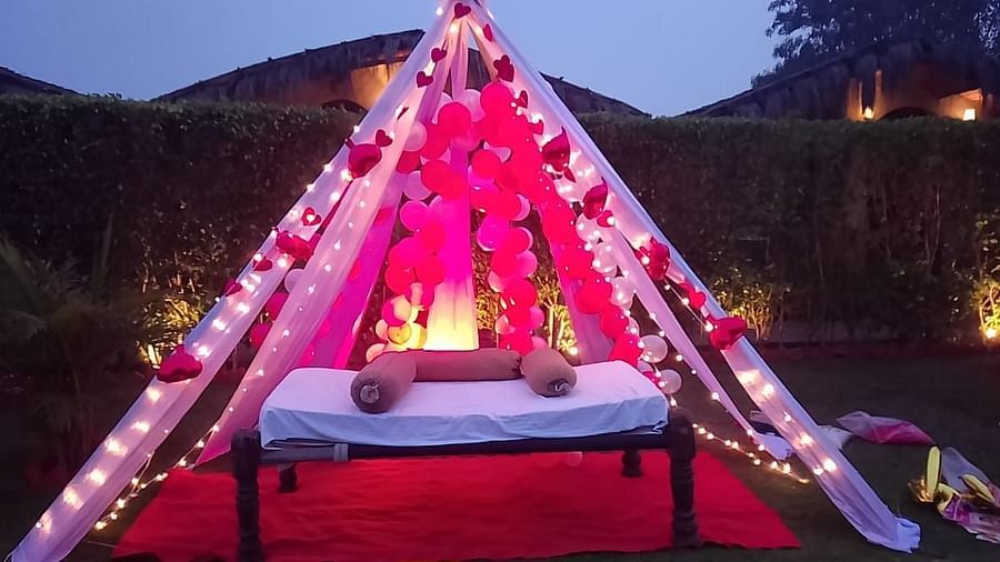 A tent shape decoration at themis mudhouse 