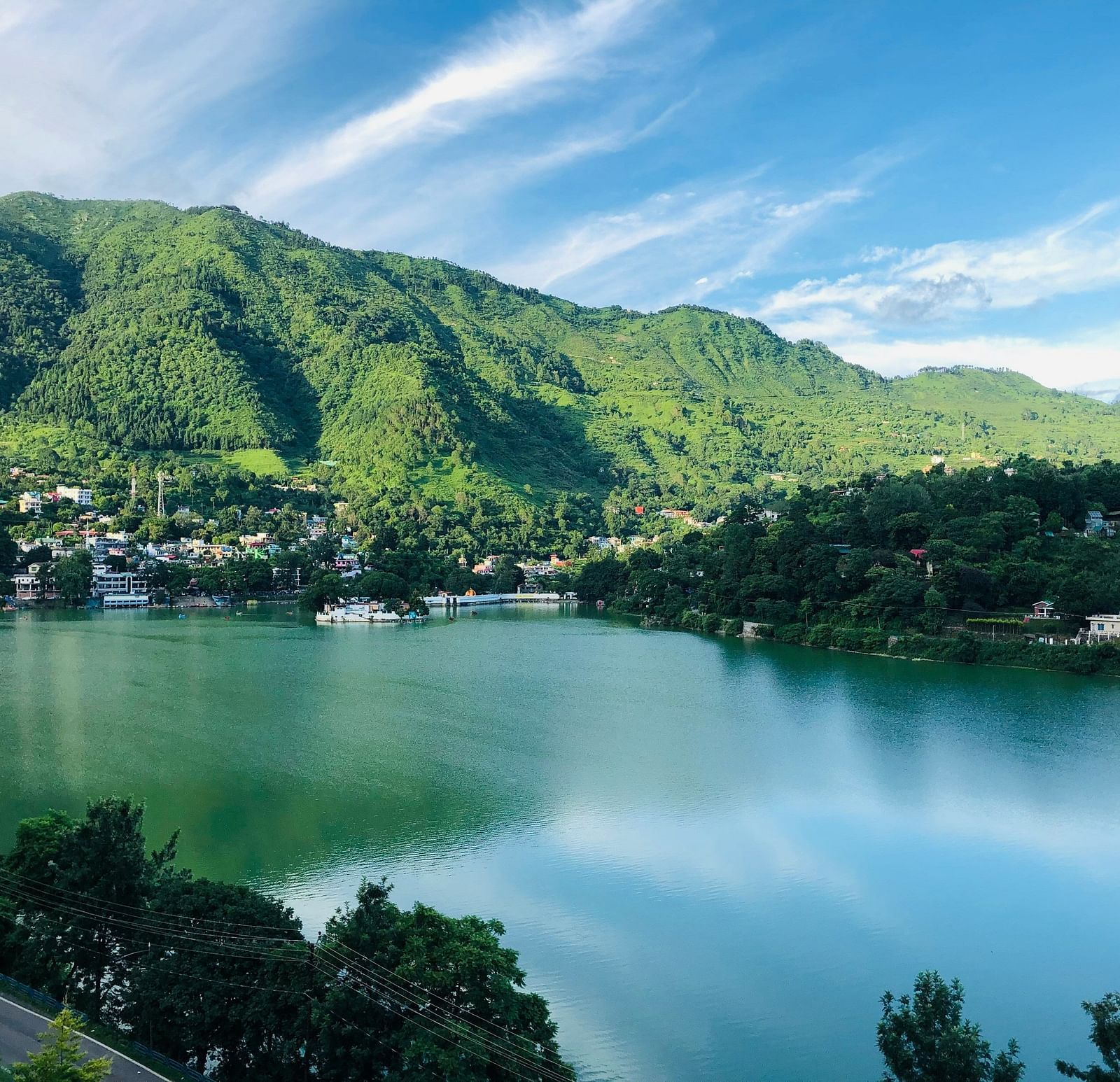 Bhimtal Lake during the daytime