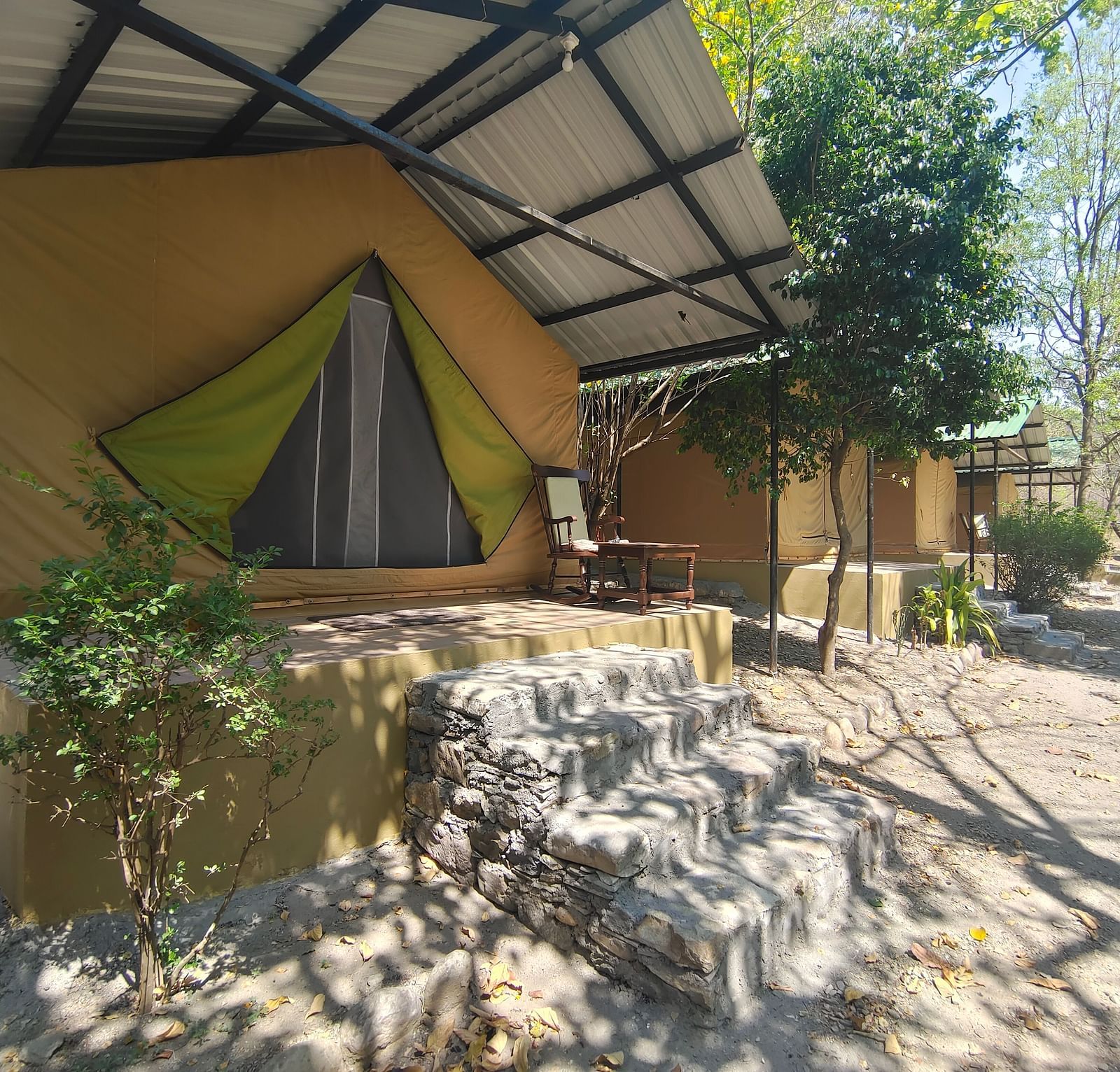 Image featuring Swiss Cottage Tent of The jamoon corbett from the outside.