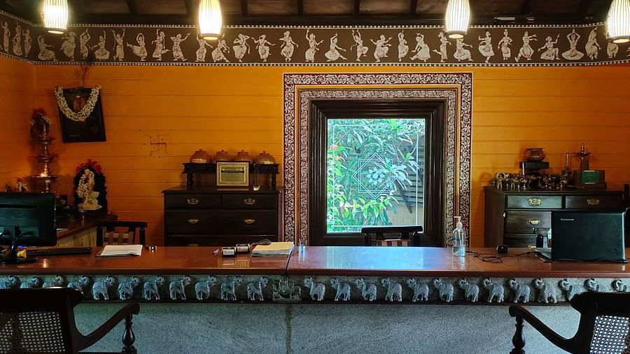 image of the reception at Hoysala Village Resort, Hassan