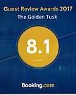 A creative by booking.com rating 8.1 to the Golden Tusk Resort for the Guest Review Awards 2017.