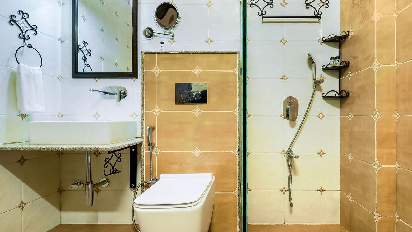 Washroom with  sink and modern amenities at Summit By The Ganges Beach Resort & Spa, Rishikesh