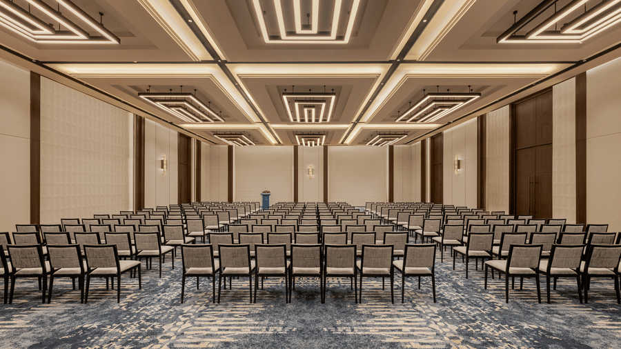 Town Hall set up in theatre style with rows of chairs at The Residency Signature Madurai.