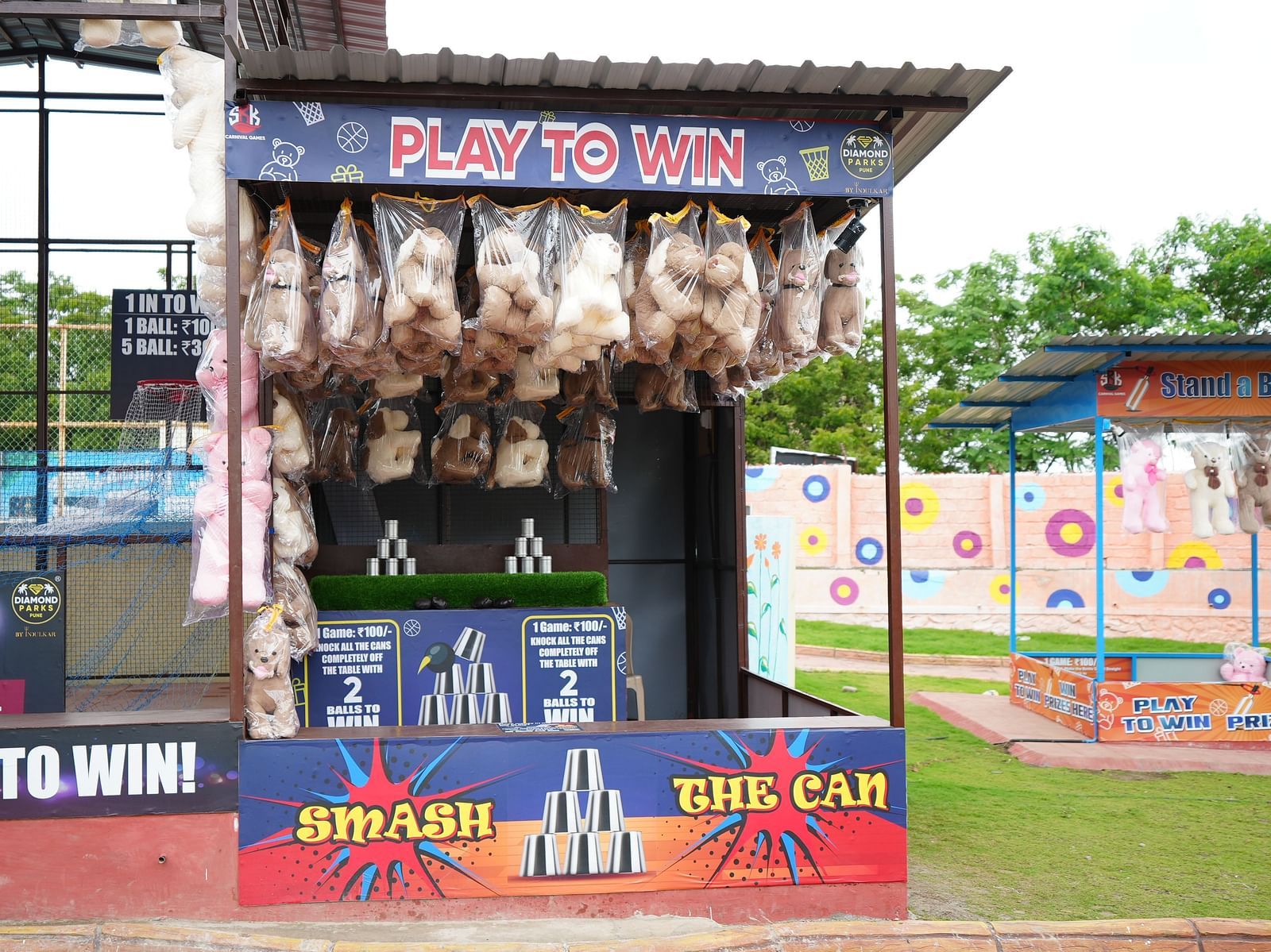Another box where several teddy bears are hanged which can be won by playing games | Diamond Parks, Pune