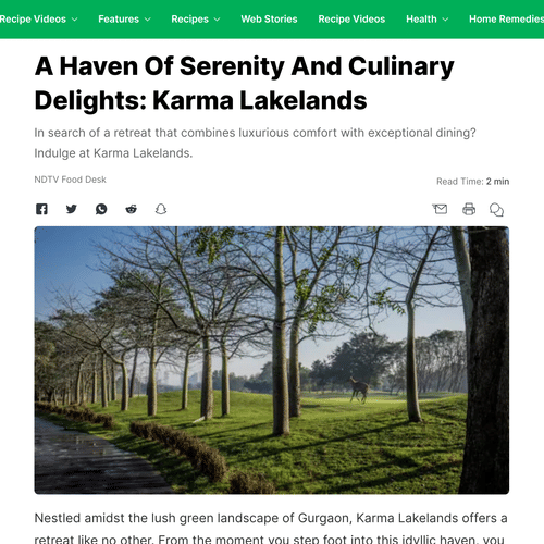A screenshot of an article about Karma Lakelands.