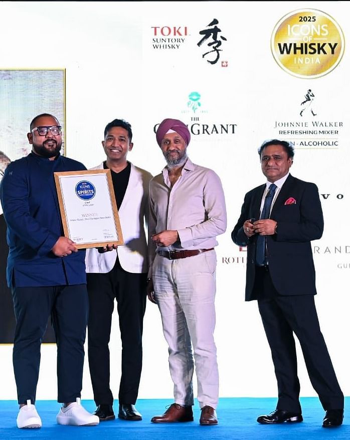 Chef Ankur Gulati receiving the Chef of the Year award at the Icons of Whisky India Awards for Claridges Collection