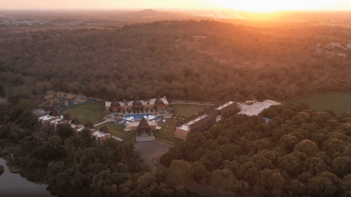 aerial shot of Jagira Ananta Elite during sunrise