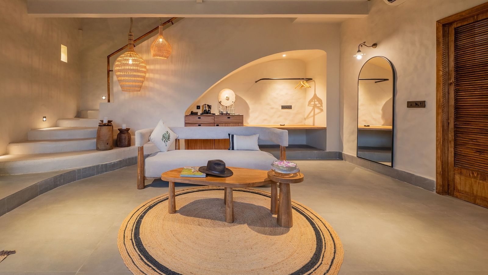 Large bedroom with double bed,  wooden ceiling, and good lighting.