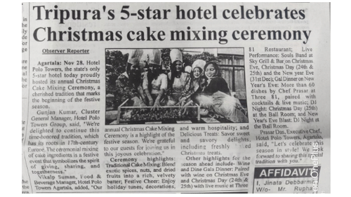 Media Coverage of Polo towers Agartala celebrating cake mixing ceremony