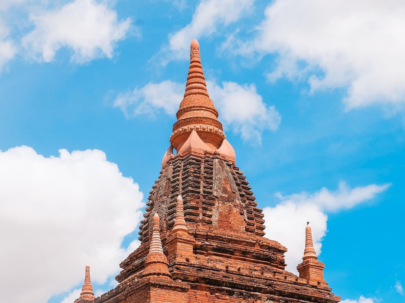 an overview of a temple's roof with intricate carvings on it