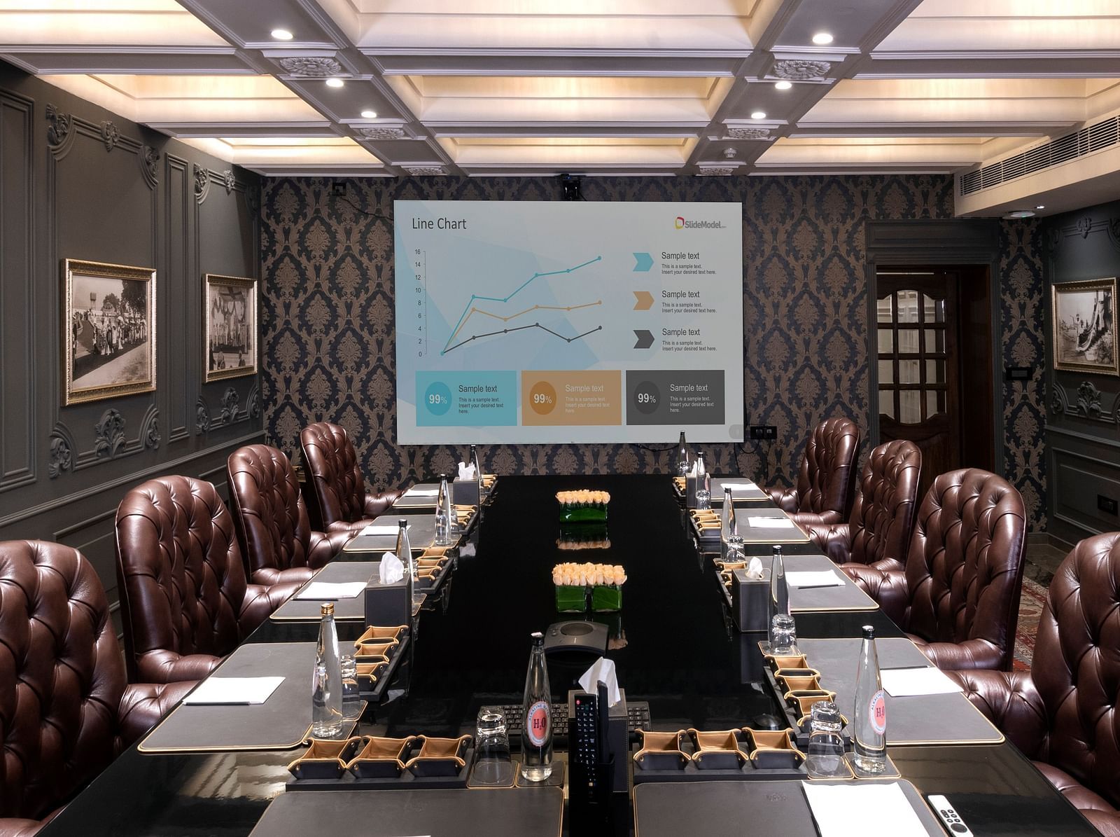 image of the king george V board room with a U shaped conference table - The Claridges New Delhi