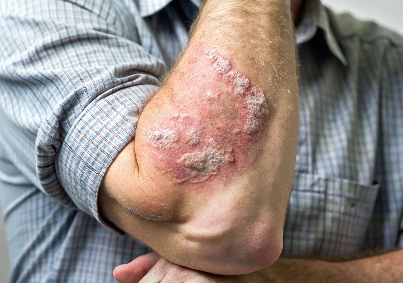 A person showing a rash on their arm, possibly due to a skin condition - Shreyas Retreat