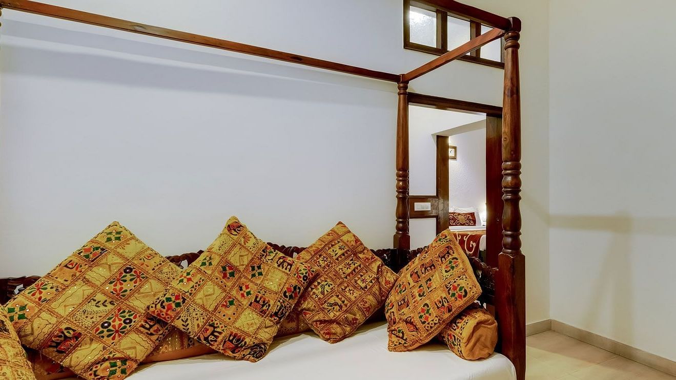 Image of a sitting area with sofas and cushions at Summit By The Ganges Beach Resort & Spa, Rishikesh
