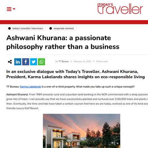 A screenshot of an article about Karma Lakelands.