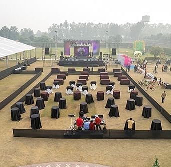 Aerial view of an event celebration at Nirvana Luxury Hotel, Ludhiana.