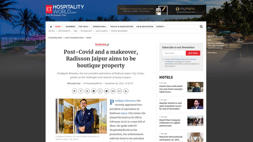 The Ananta Hotels and Resorts - screenshot of news article