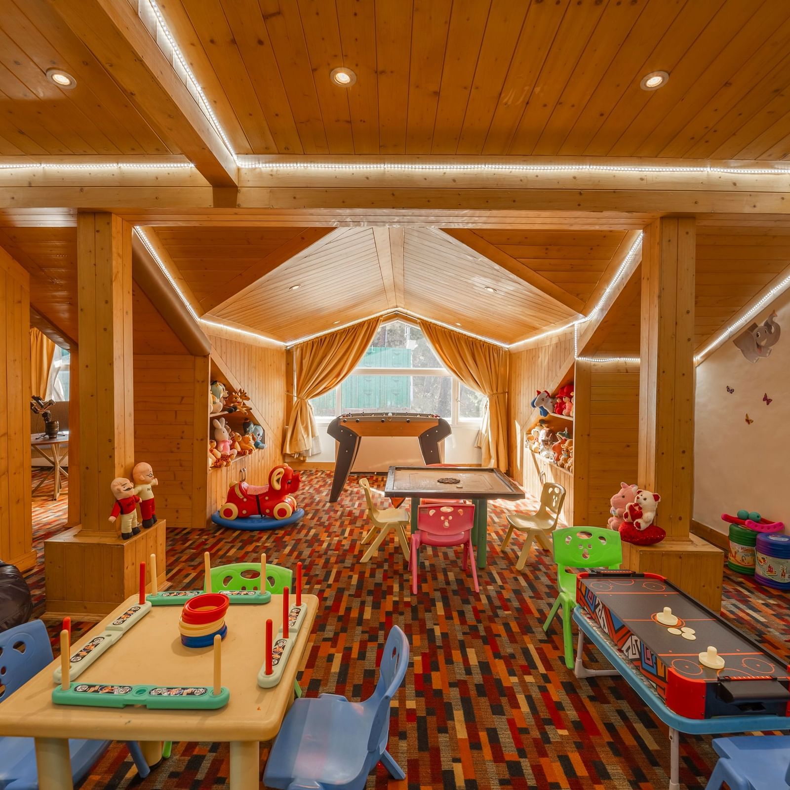 A room with various indoor games