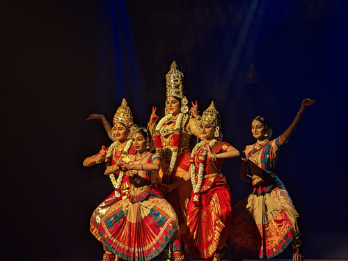 A group of classical dancers performing on stage .