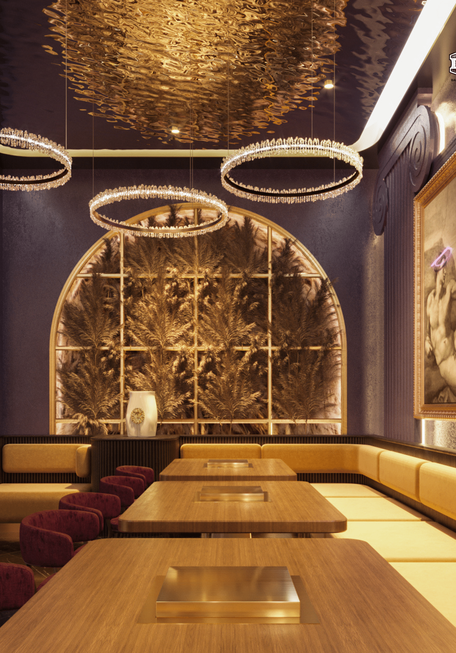 An image of a restaurant featuring seating area with chairs and table - Themis Barbecue House Ambala