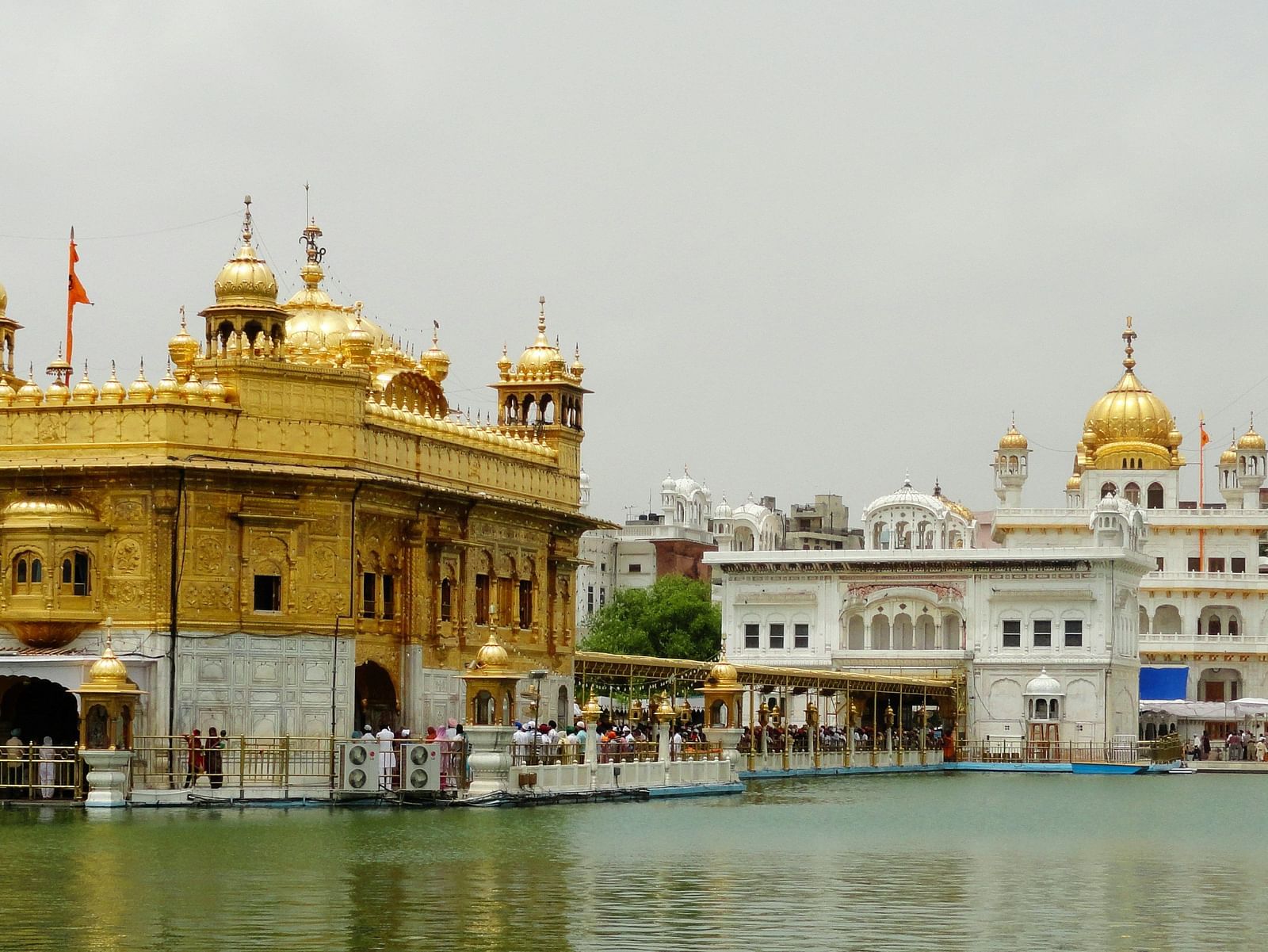 Golden Temple, centrally located, is surrounded by water.