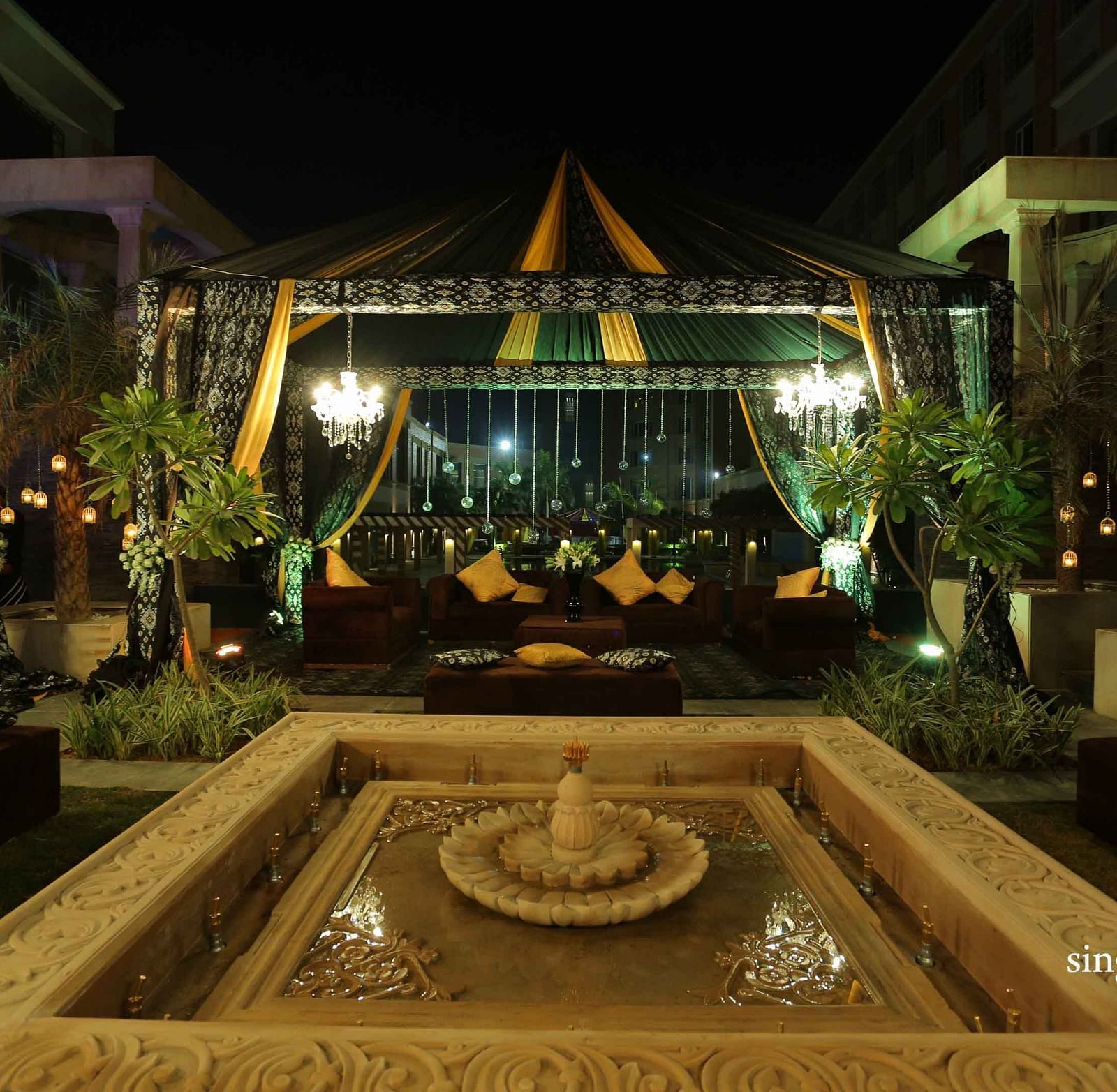 Lavish seating arrangement  of an event hall at Nirvana Luxury Hotel, Ludhiana