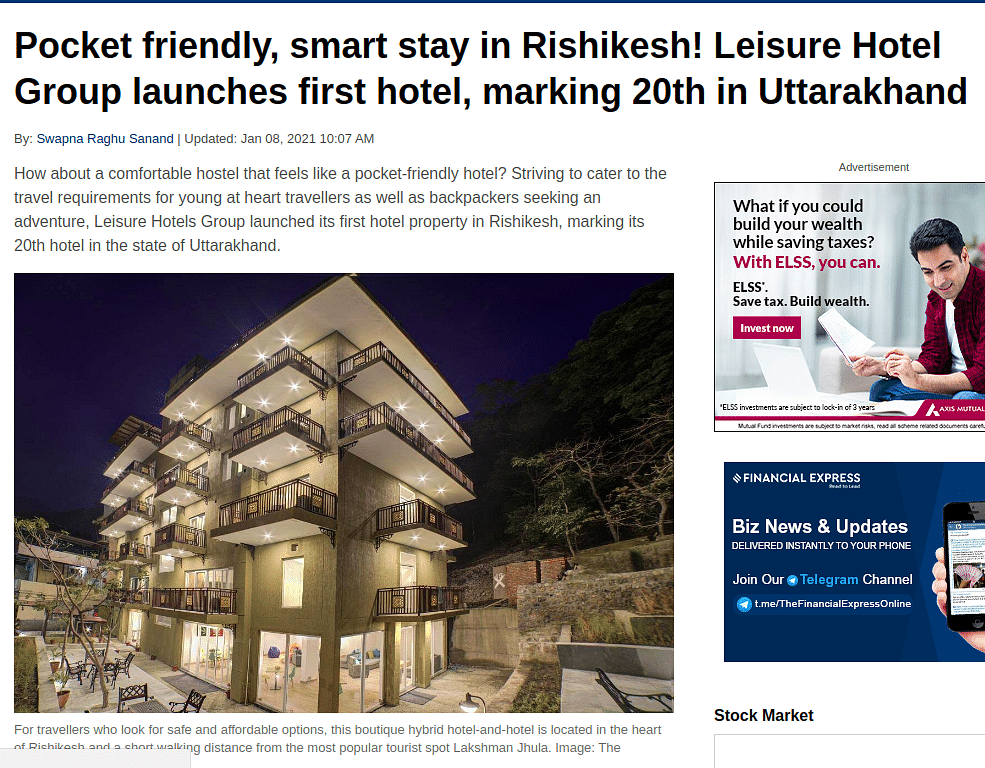 Pocket-friendly smart stay hotel launched in Rishikesh, marking 20th hotel in Uttarakhand.