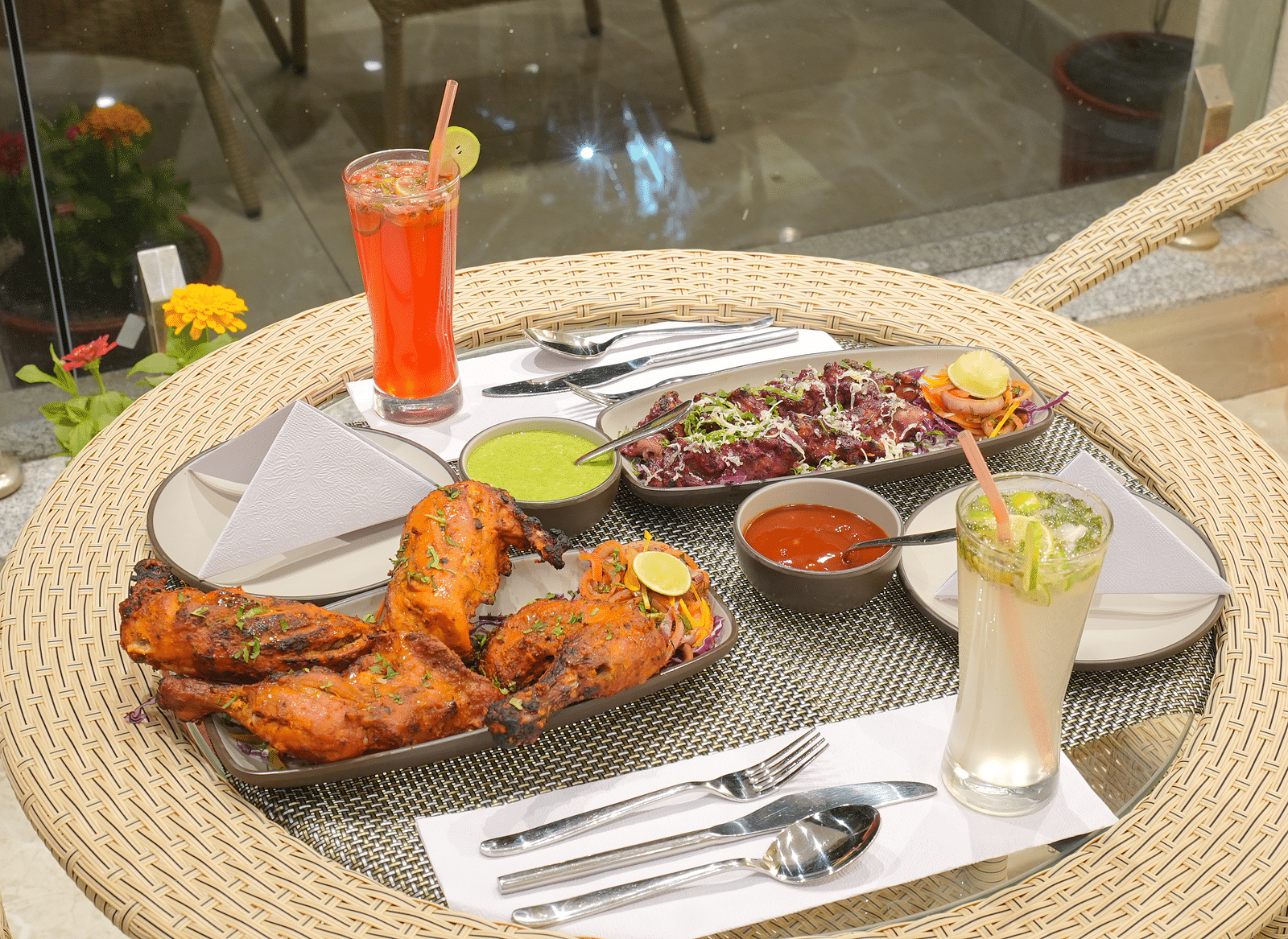 Delicious food placed on the table at DLS Oak Bush, Mussoorie.