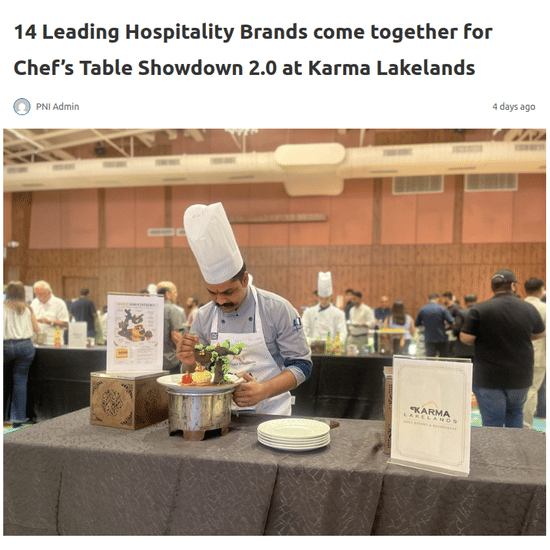 Article highlighting 14 leading hospitality brands participating in the Chef's Table Showdown 2.0 at Karma Lakelands.