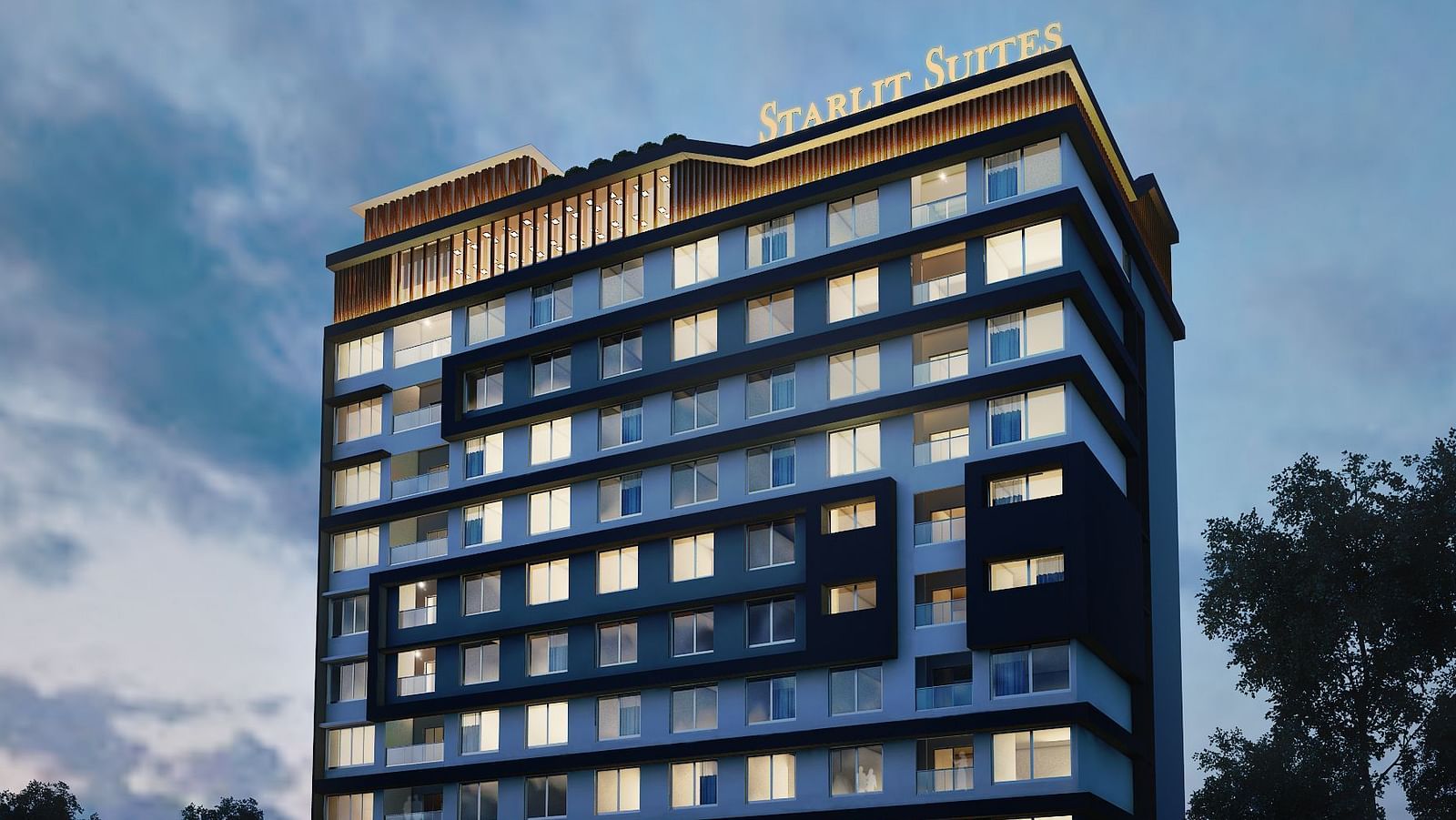 Facade of Starlit Suites, Hyderabad