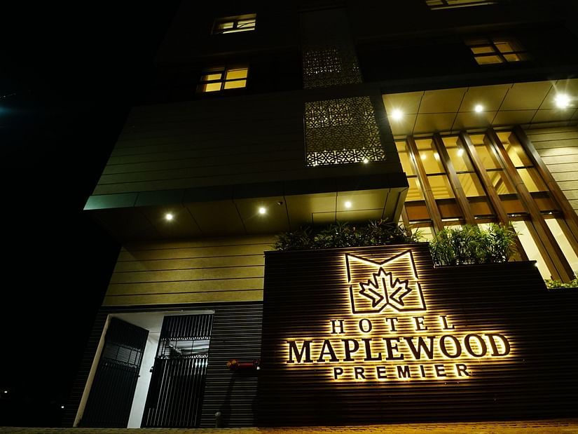 Facade of Five Elements Hotels Maplewood Premier at night