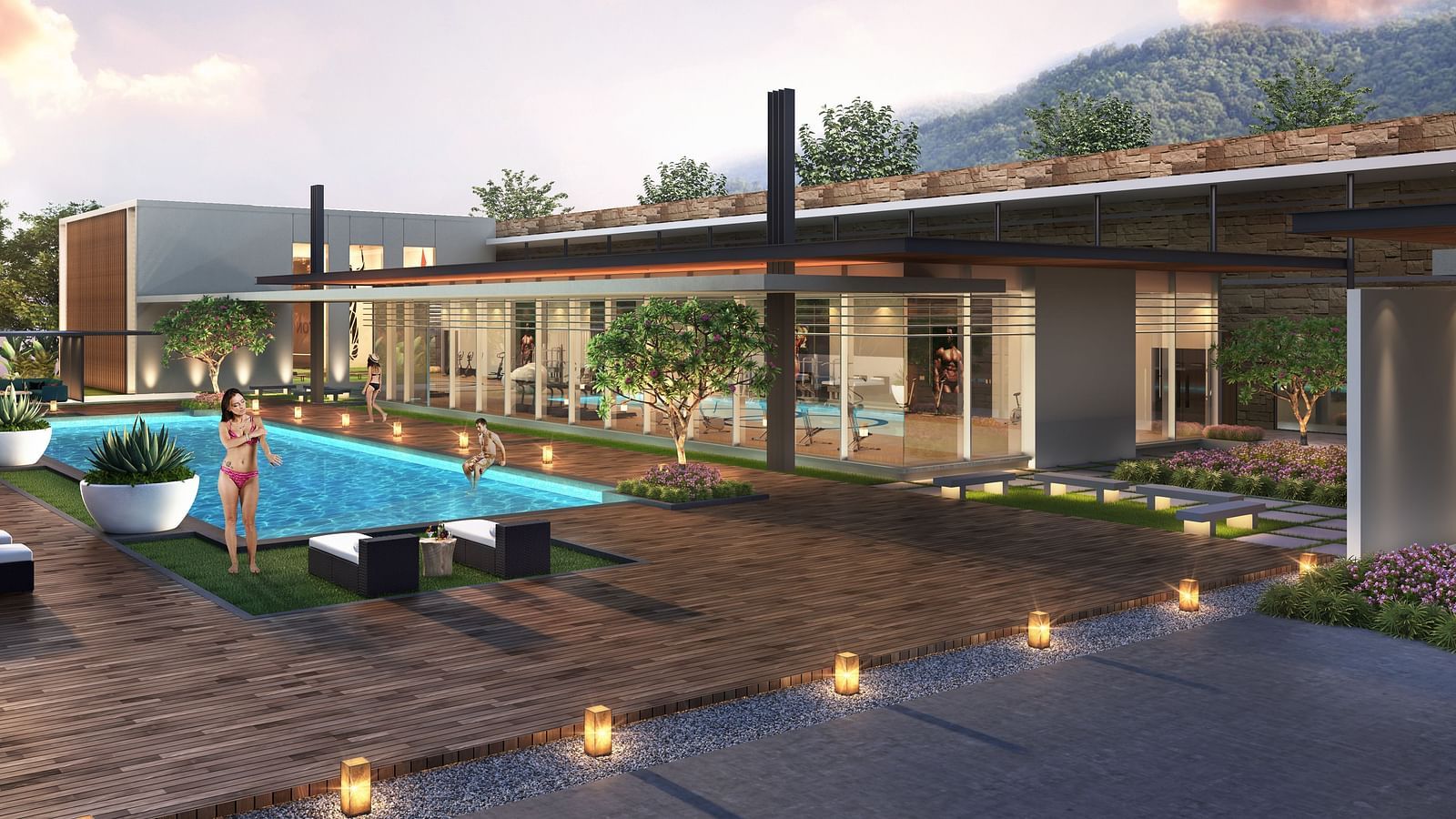 Rendered Images of the Facade and other areas at Club Charholi, Pune 4