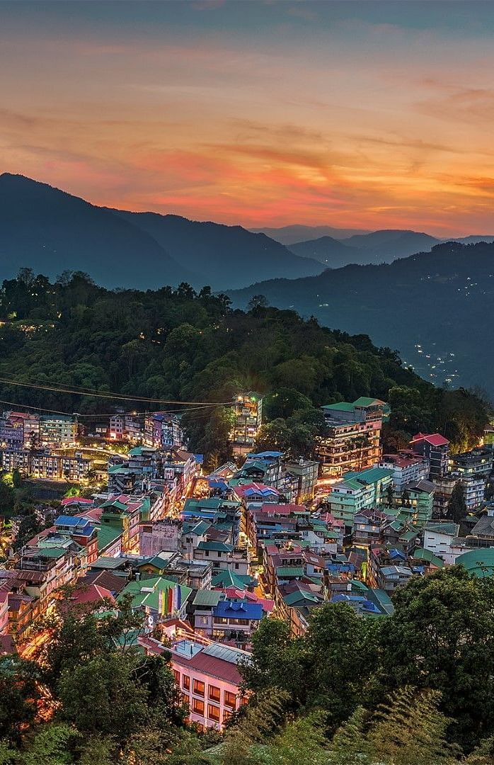 A panoramic bird eye view of Gangtok