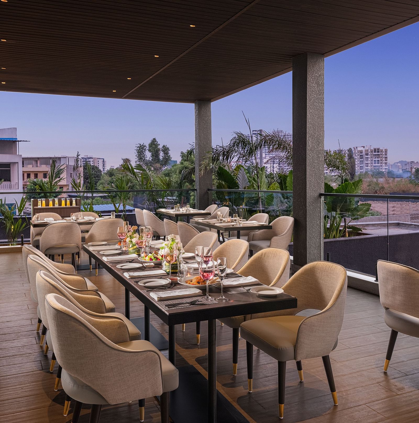 A view of dining area at Citron Bar with comfortable seating at Essentia Premiere, Pune.