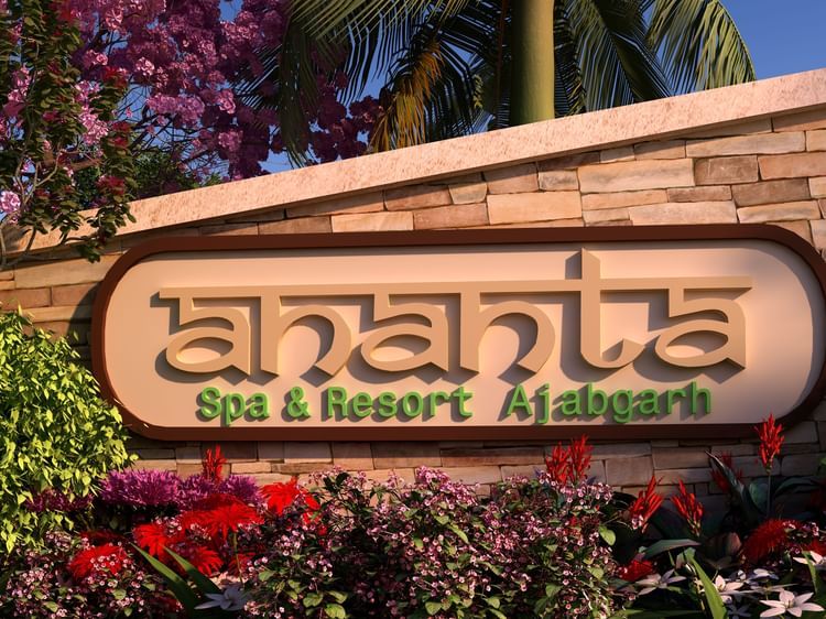 Ananta Spa and Resort, Ajabgarh signage in the Entry Gate