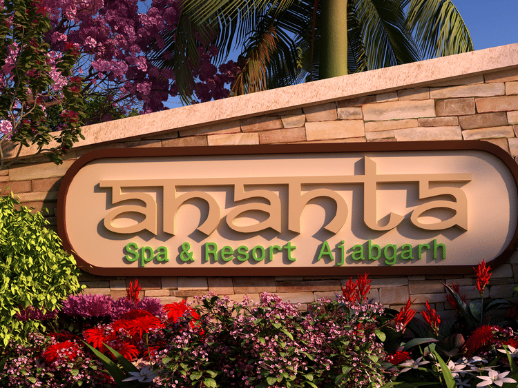Ananta Spa and Resort, Ajabgarh signage in the Entry Gate